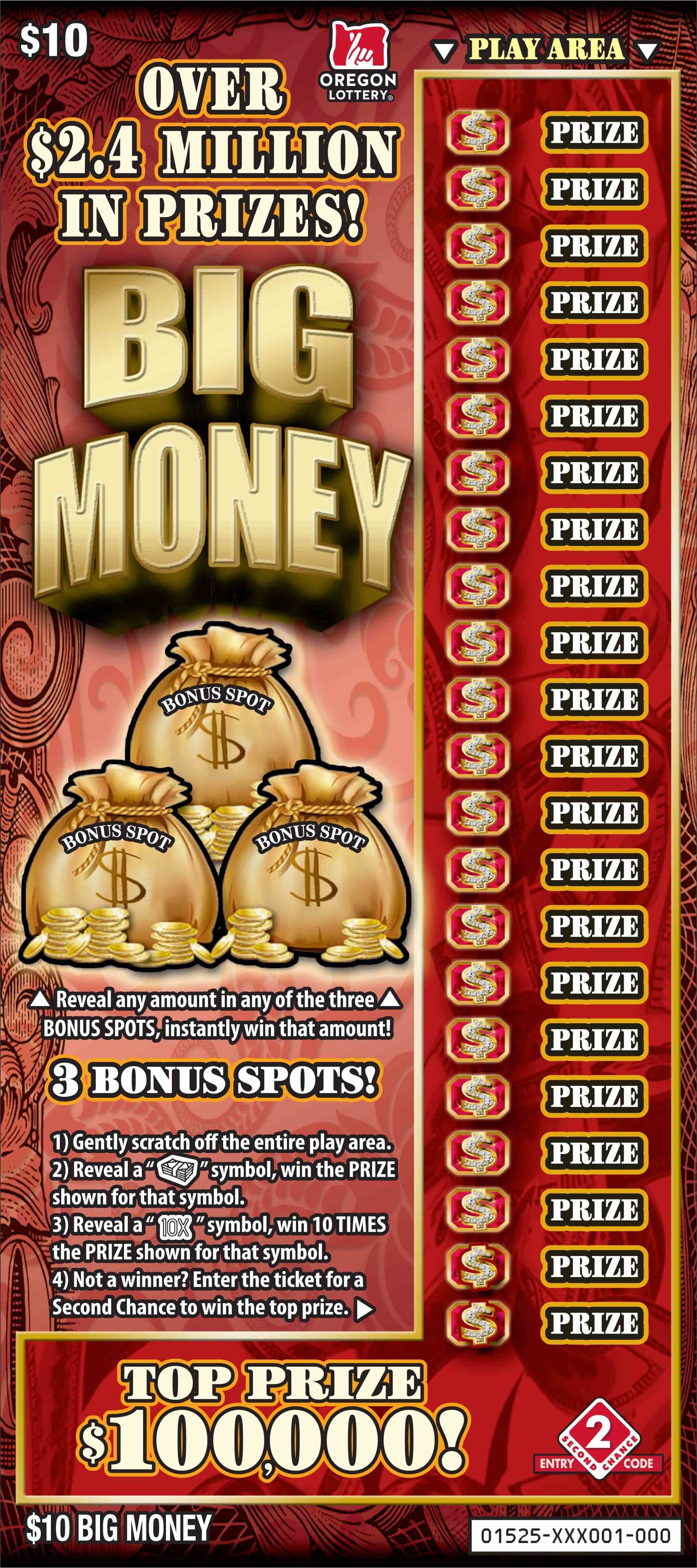 Big Money scratchcard - game number #1525 - front