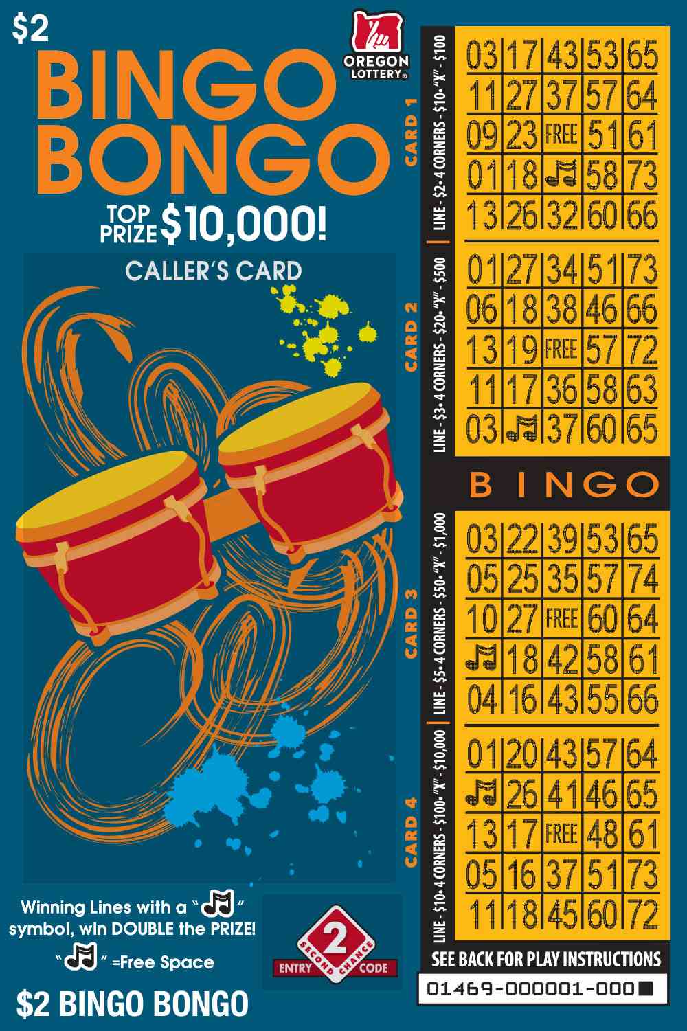 Bingo Bongo scratchcard - game number #1469 - front