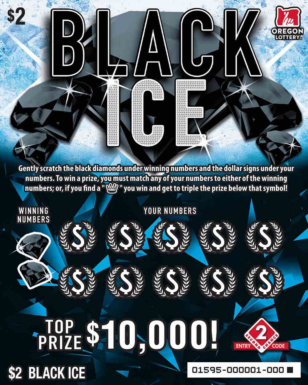 Black Ice scratchcard - game number #1595 - front