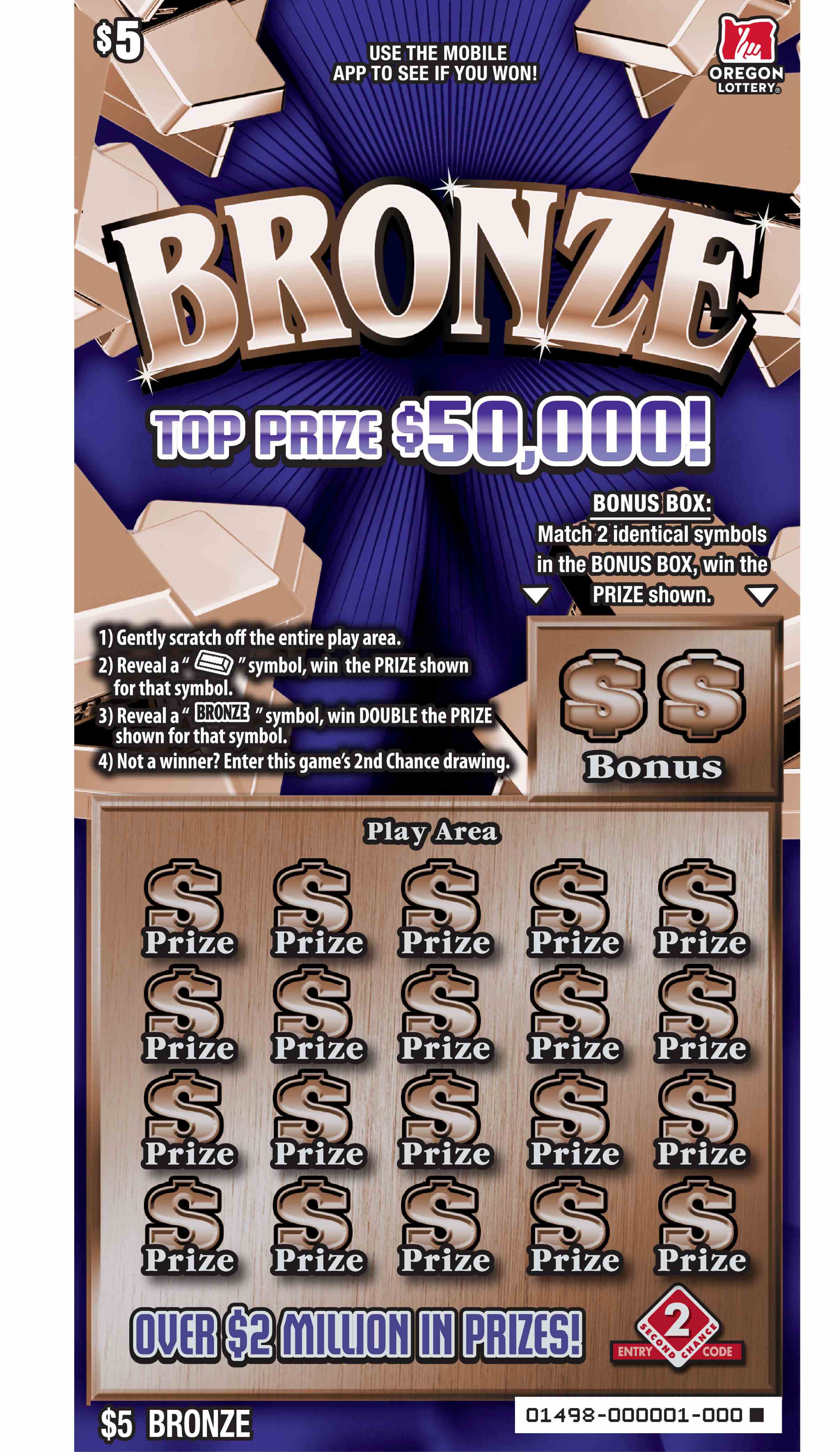 Bronze scratchcard - game number #1498 - front