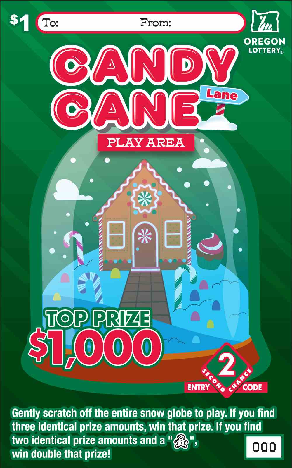 Candy Cane Lane scratchcard - game number #1586 - front