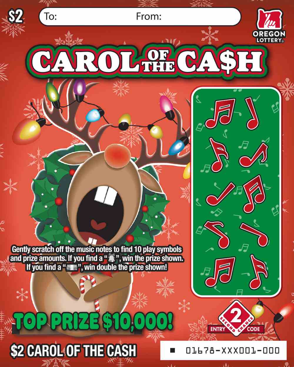 Carol Of The Cash scratchcard - game number #1678 - front