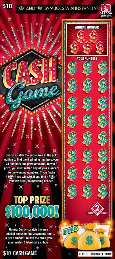 Cash Game scratchcard - game number #1580 - front