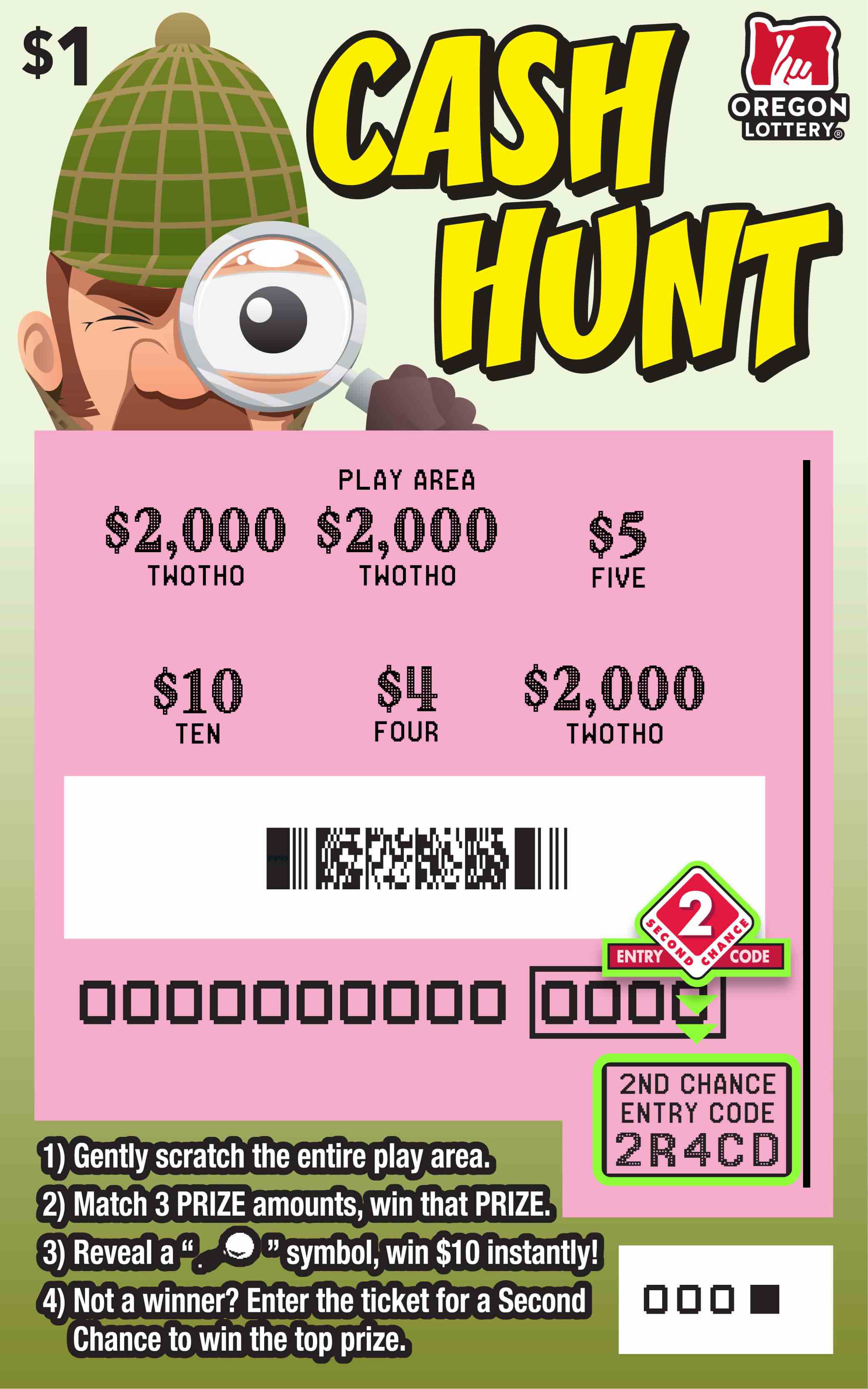 Cash Hunt scratchcard - game number #1509 - front-scratched