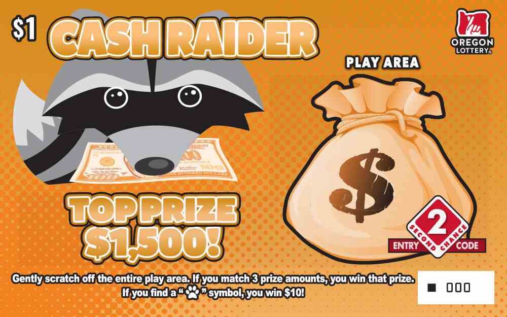 Cash Raider scratchcard - game number #1565 - front