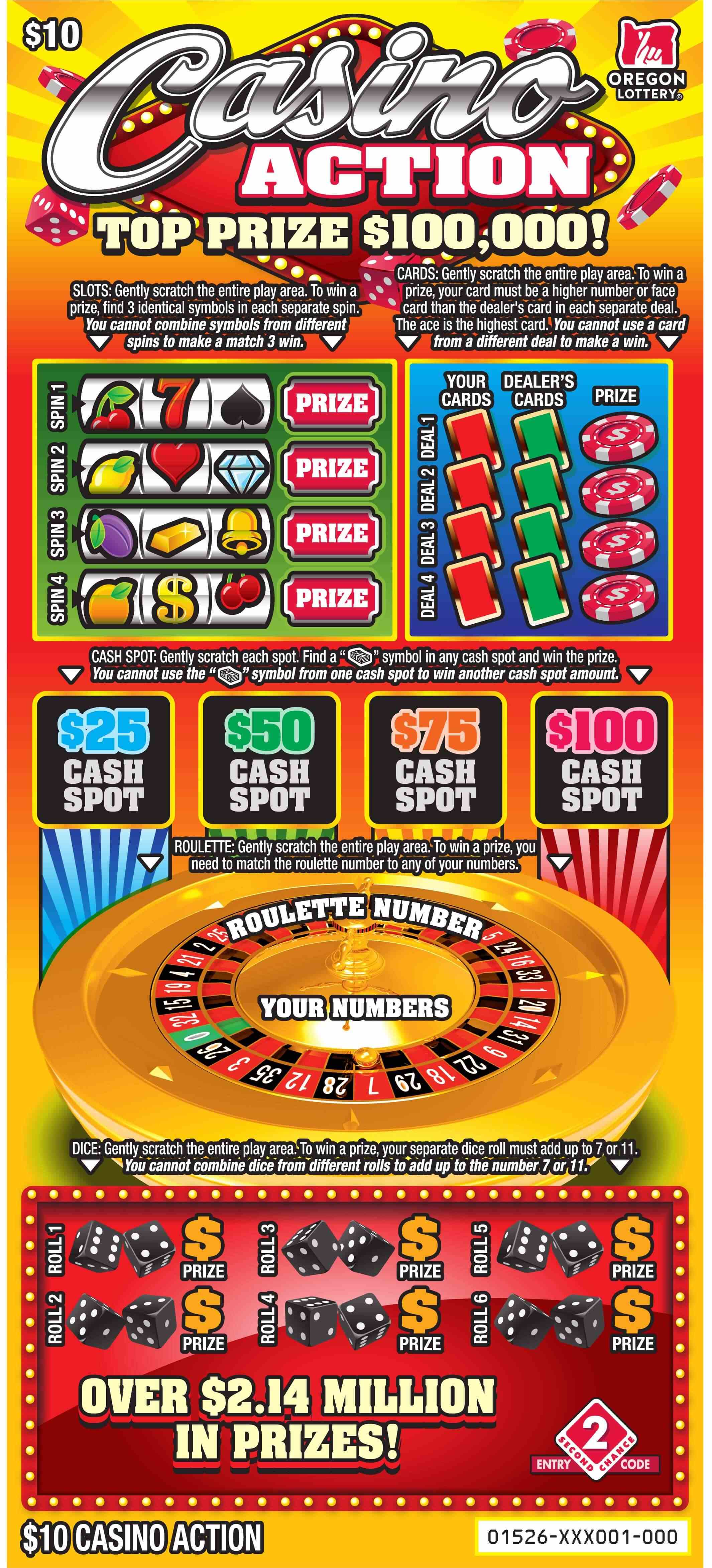 Casino Action scratchcard - game number #1526 - front