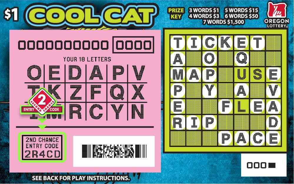 Cool Cat Crossword scratchcard - game number #1531 - front-scratched