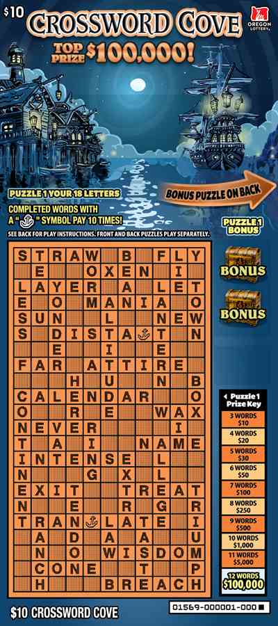 Crossword Cove scratchcard - game number #1569 - front