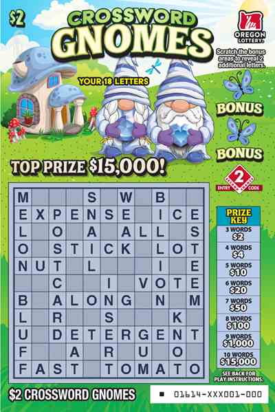 Crossword Gnomes scratchcard - game number #1614 - front