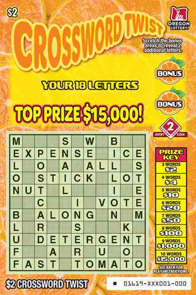 Crossword Twist scratchcard - game number #1619 - front