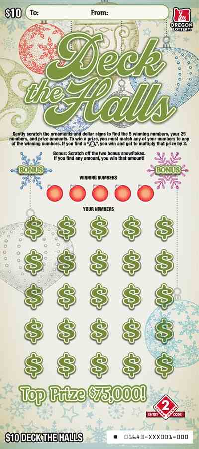 Deck The Halls scratchcard - game number #1643 - front