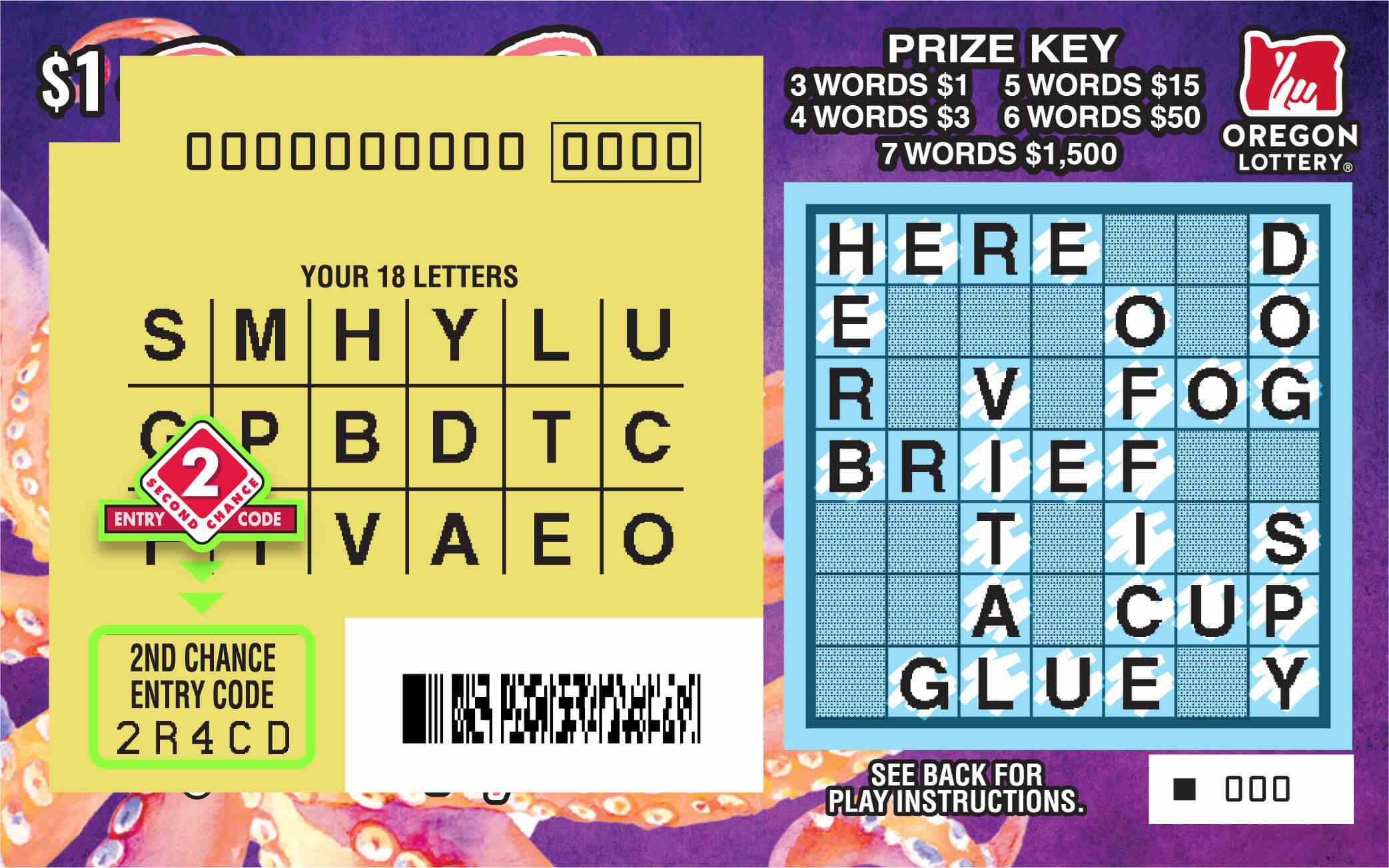 Deep Sea Crossword scratchcard - game number #1511 - front-scratched