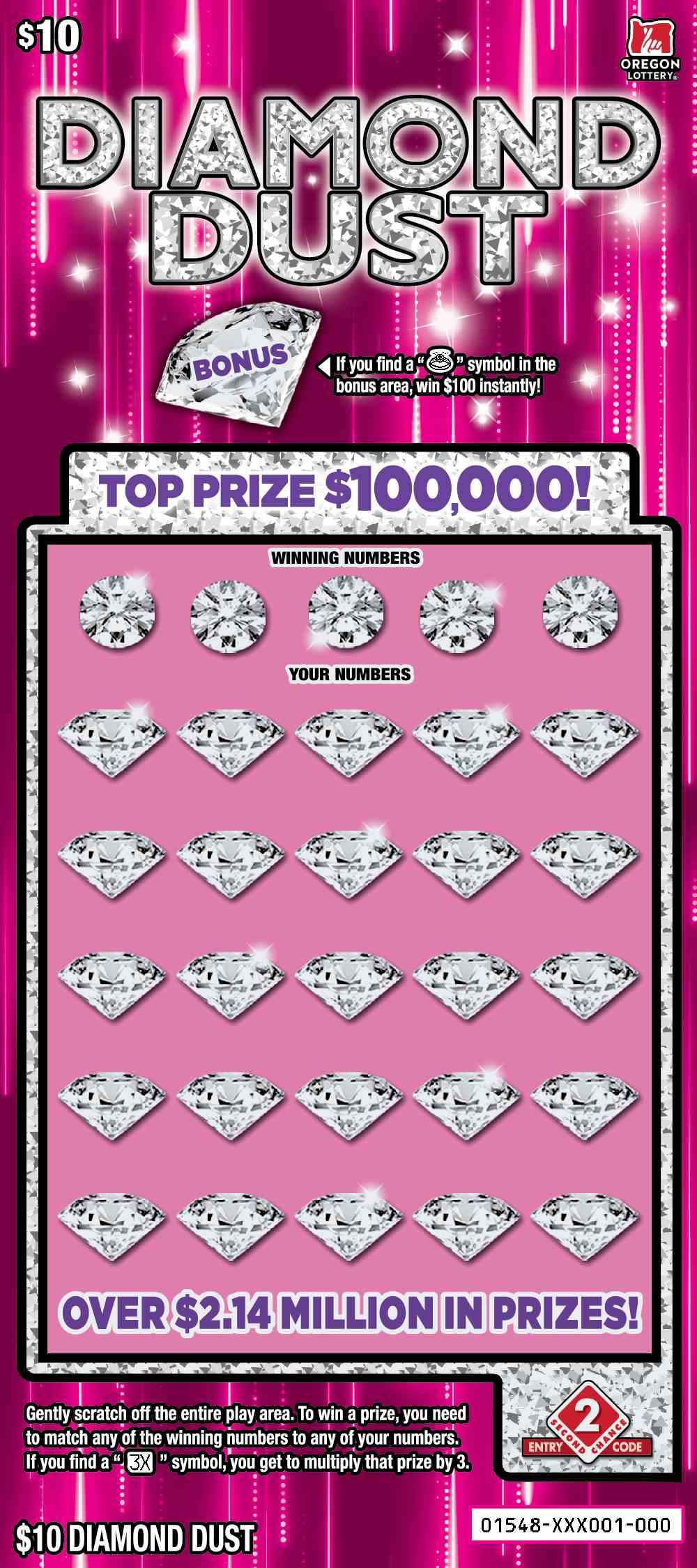 Diamond Dust scratchcard - game number #1548 - front