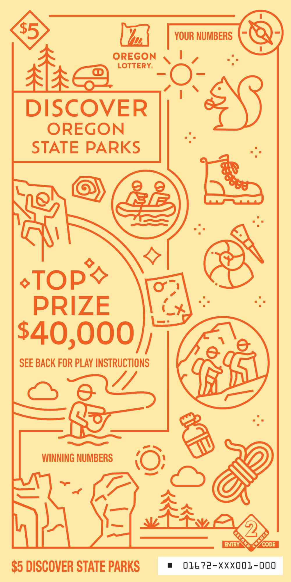Discover Oregon State Parks scratchcard - game number #1672 - front
