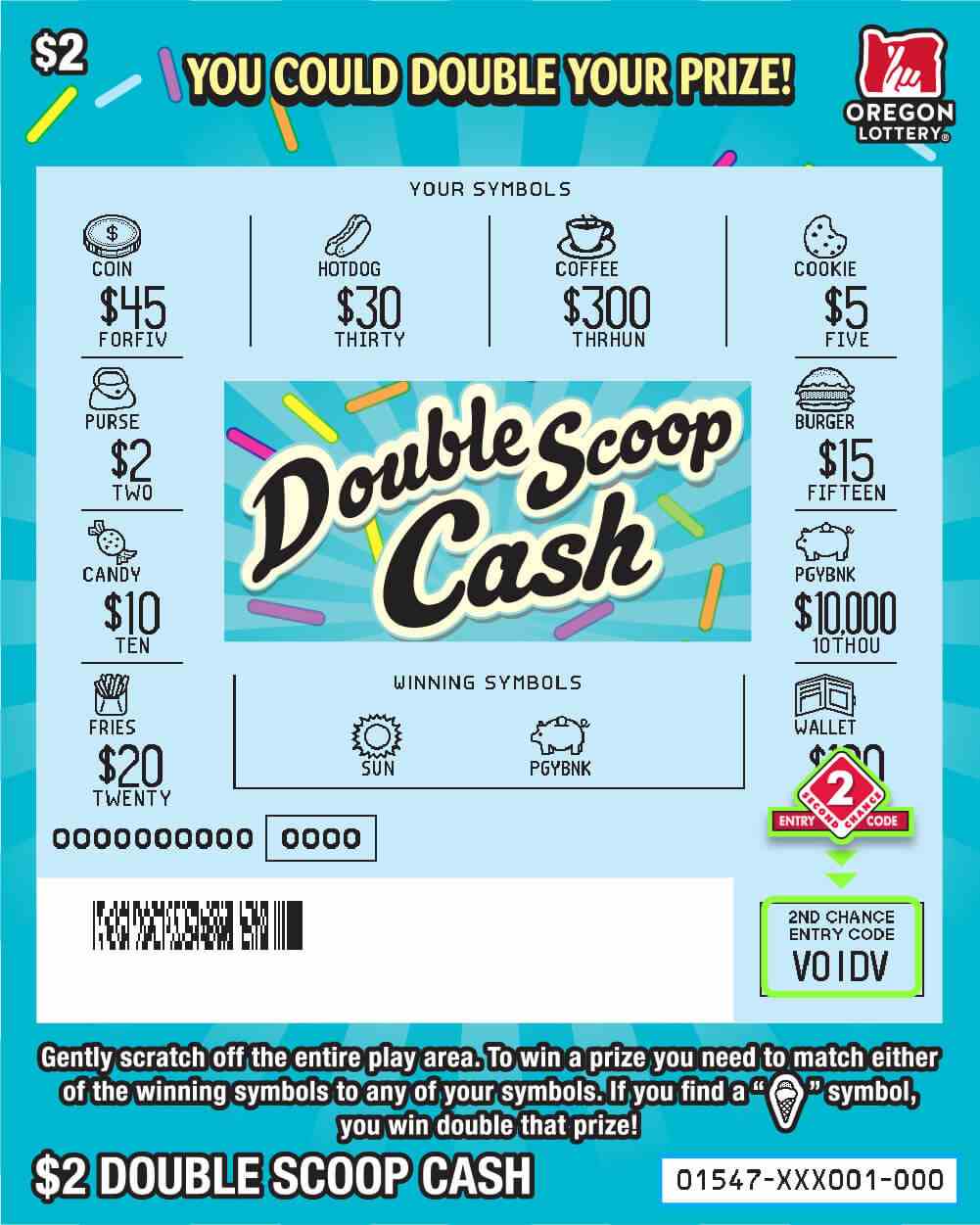 Double Scoop Cash scratchcard - game number #1547 - front-scratched