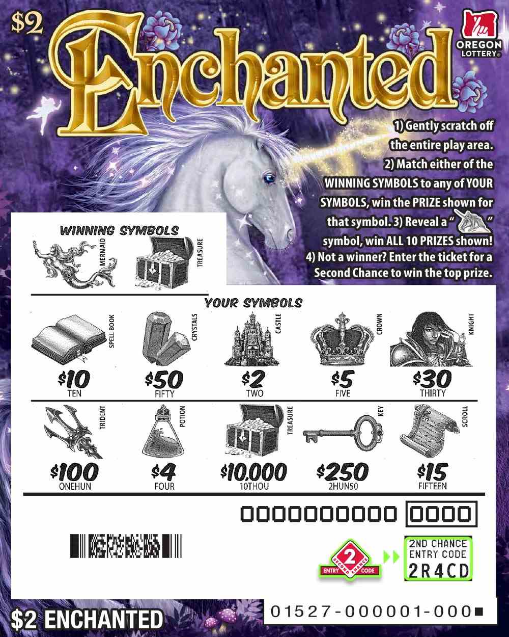 Enchanted scratchcard - game number #1527 - front-scratched