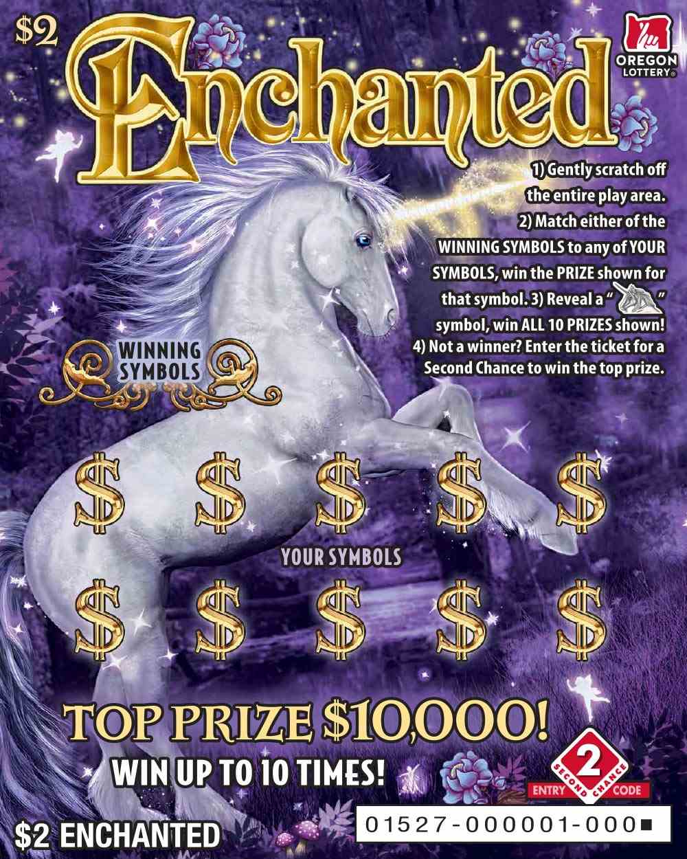 Enchanted scratchcard - game number #1527 - front