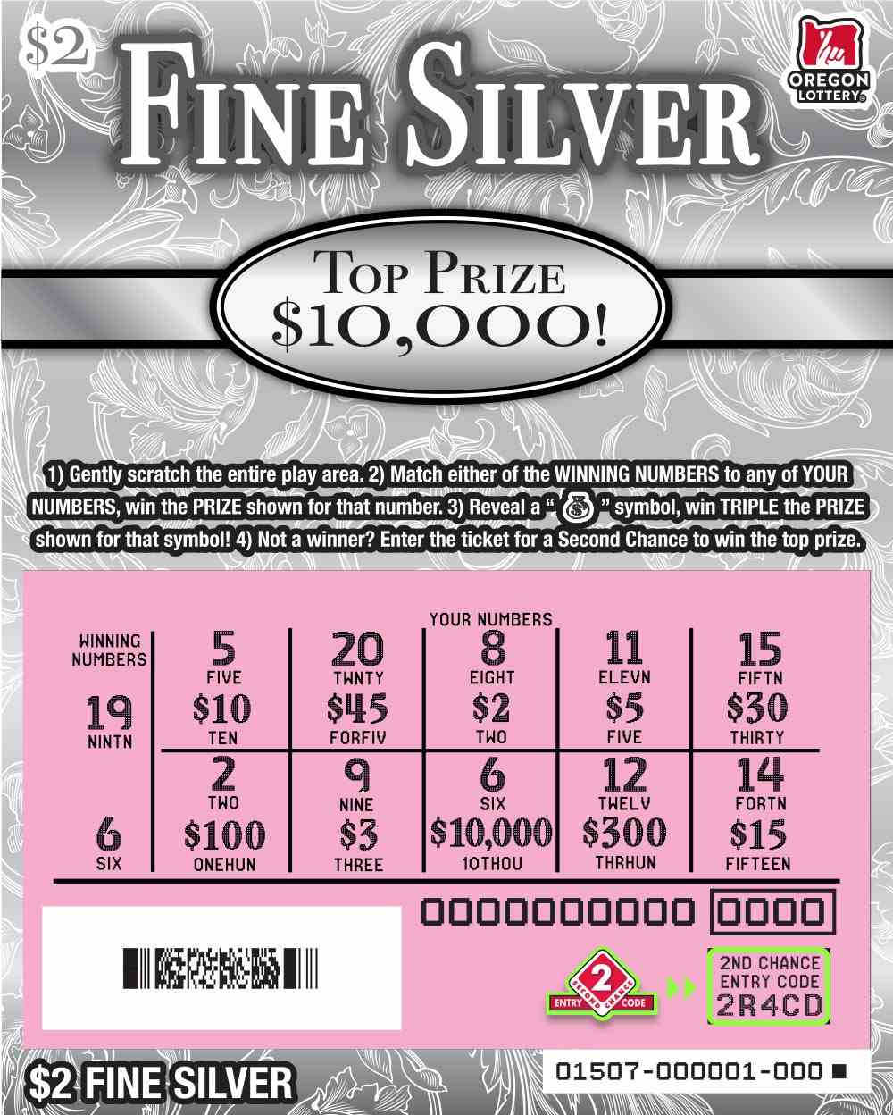 Fine Silver scratchcard - game number #1507 - front-scratched