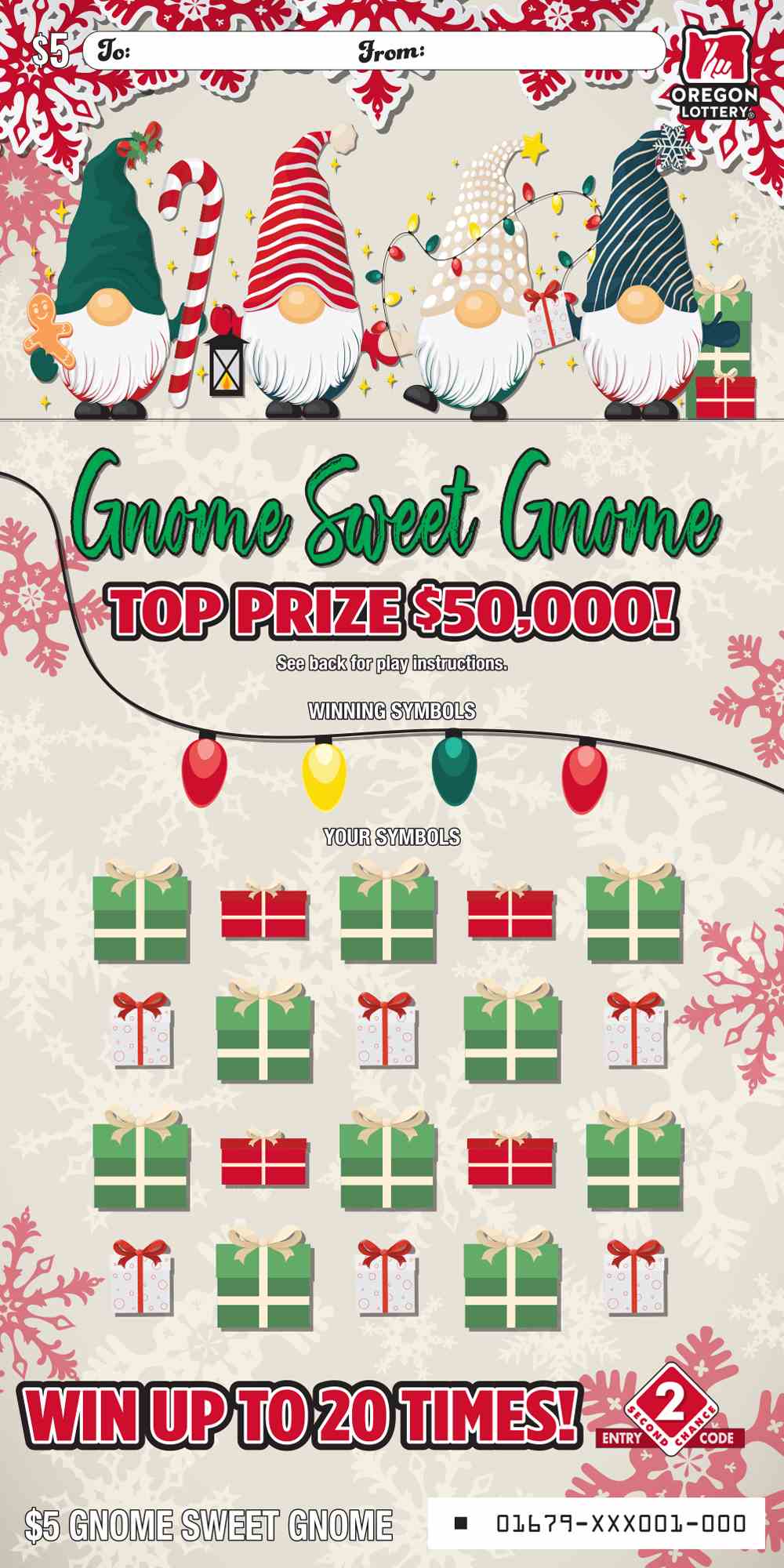 Gnome Sweet Gnome scratchcard - game number #1679 - front