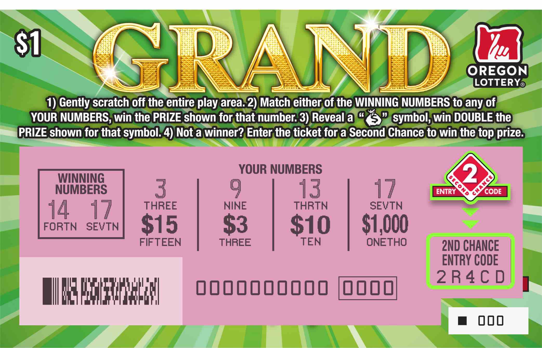 Grand scratchcard - game number #1516 - front-scratched