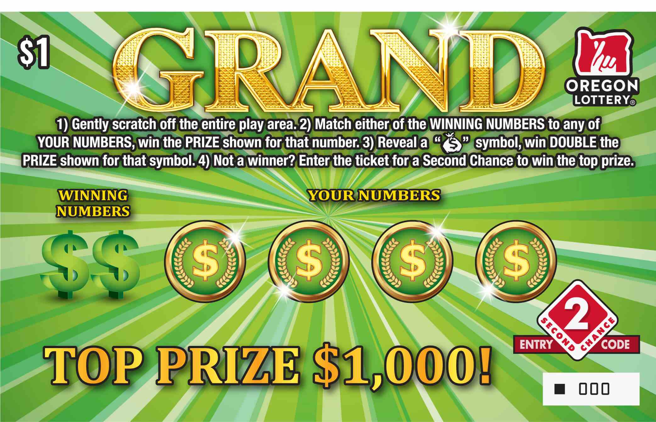 Grand scratchcard - game number #1516 - front