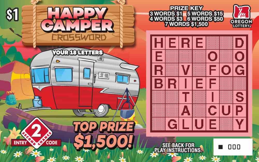 Happy Camper Crossword scratchcard - game number #1563 - front