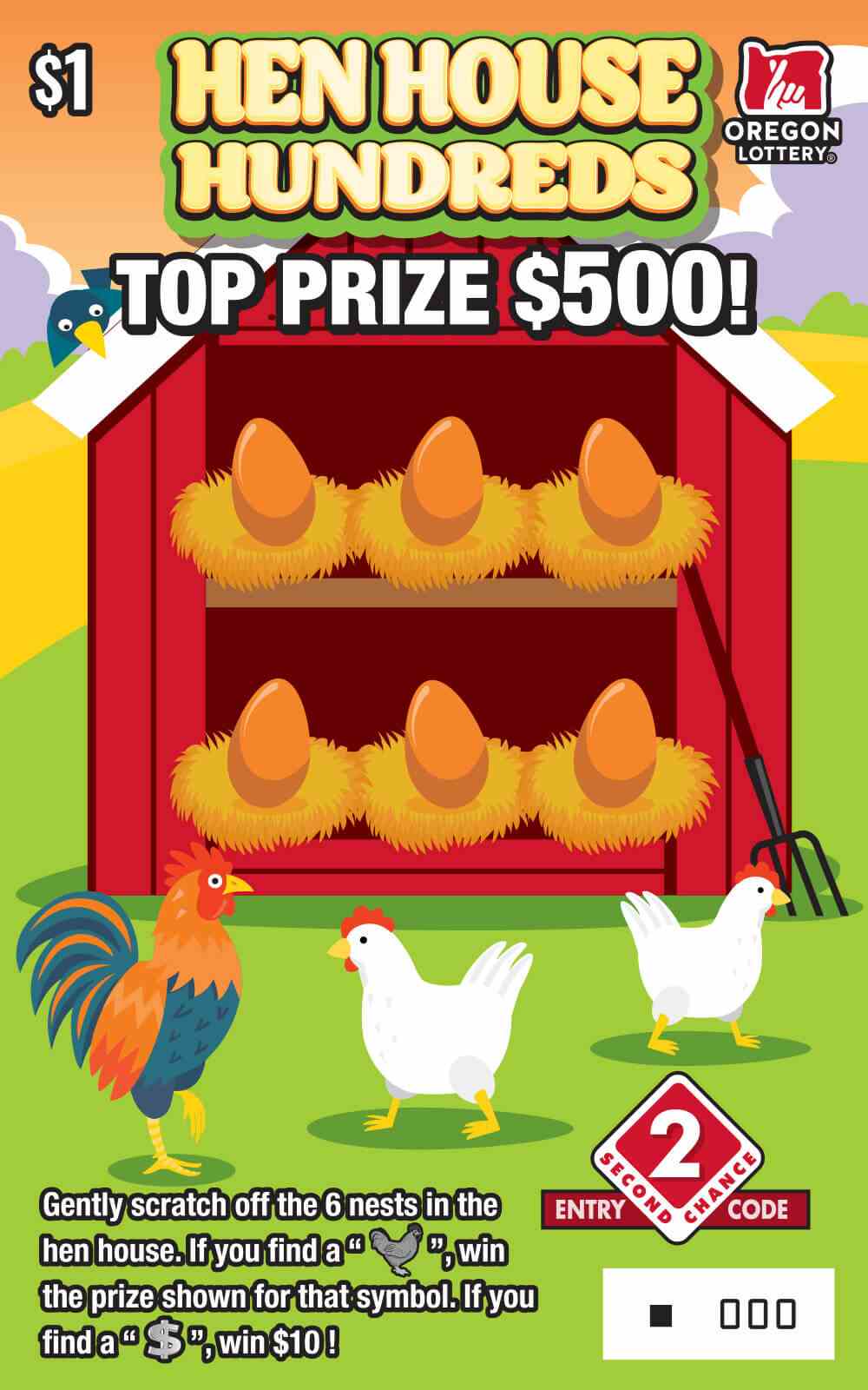 Hen House Hundreds scratchcard - game number #1676 - front