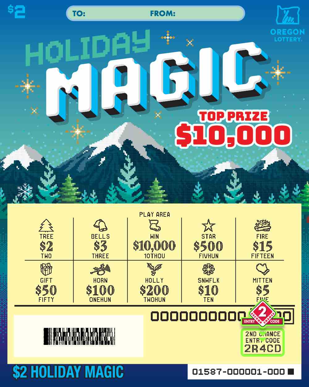 Holiday Magic scratchcard - game number #1587 - front-scratched