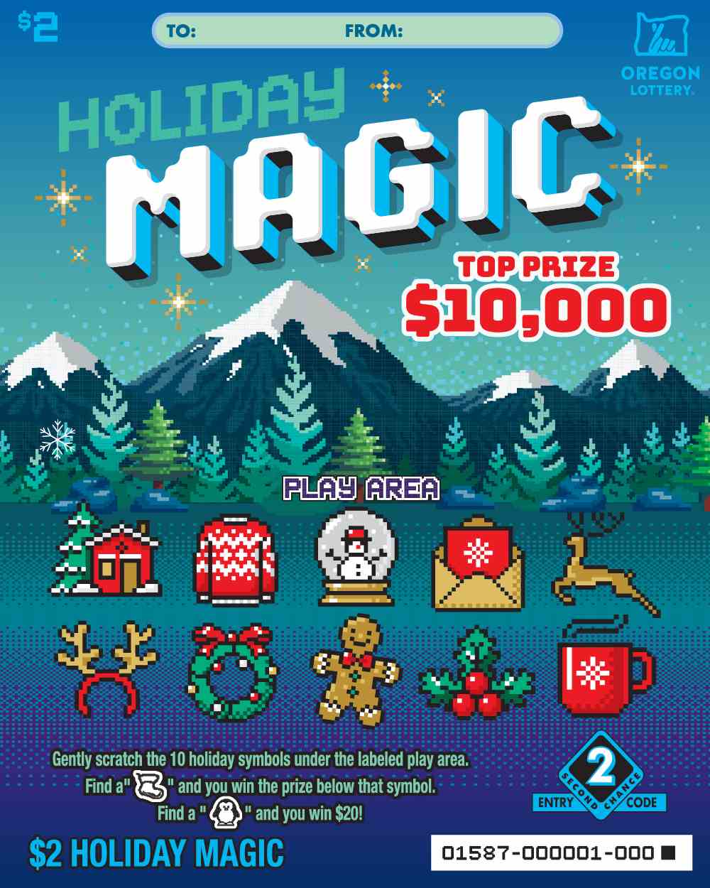 Holiday Magic scratchcard - game number #1587 - front