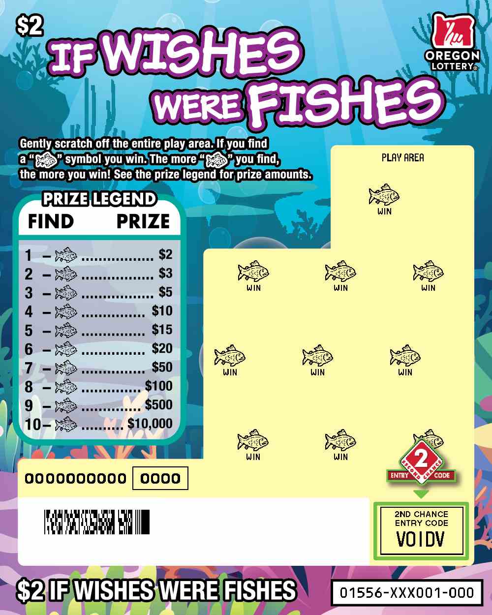 If Wishes Were Fishes scratchcard - game number #1556 - front-scratched