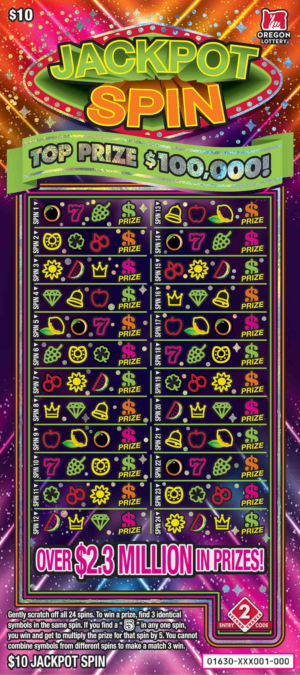 Jackpot Spin scratchcard - game number #1630 - front