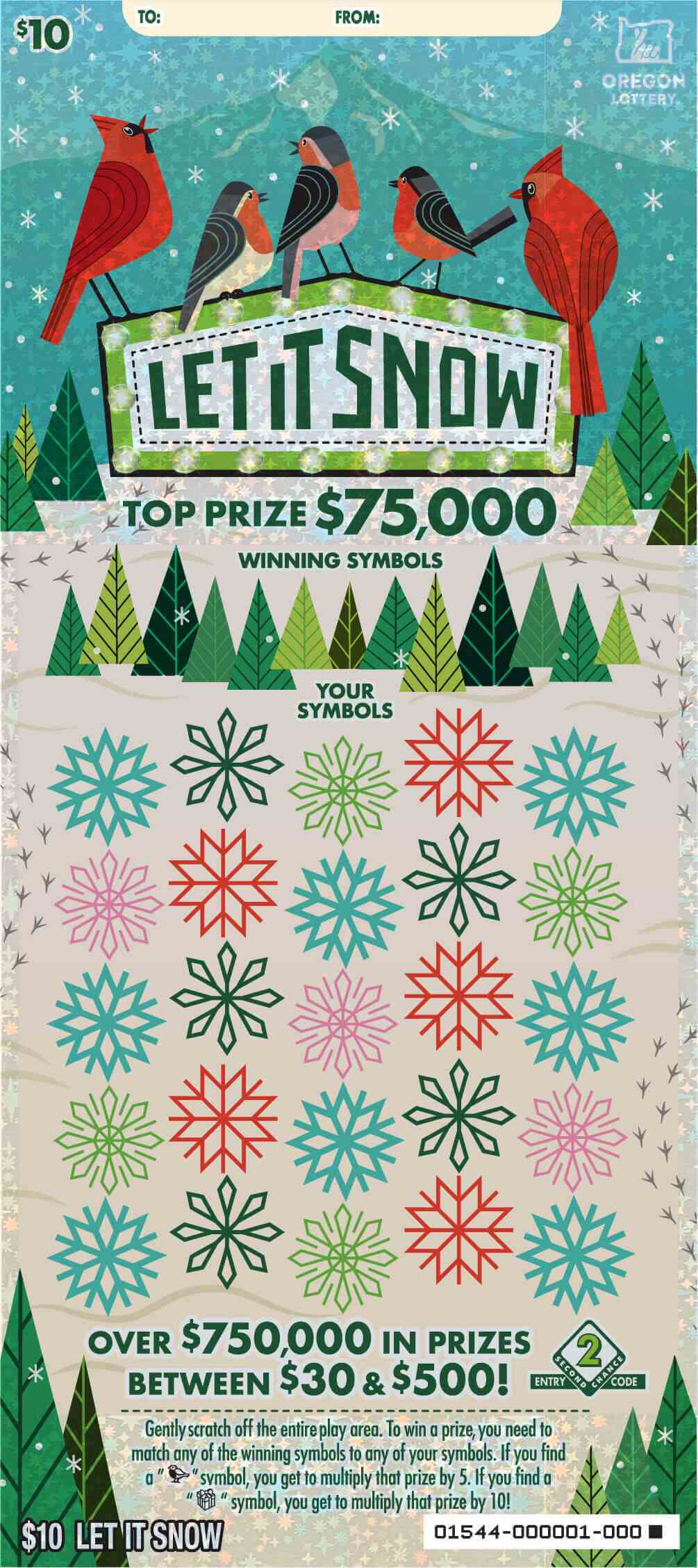 Let It Snow scratchcard - game number #1544 - front