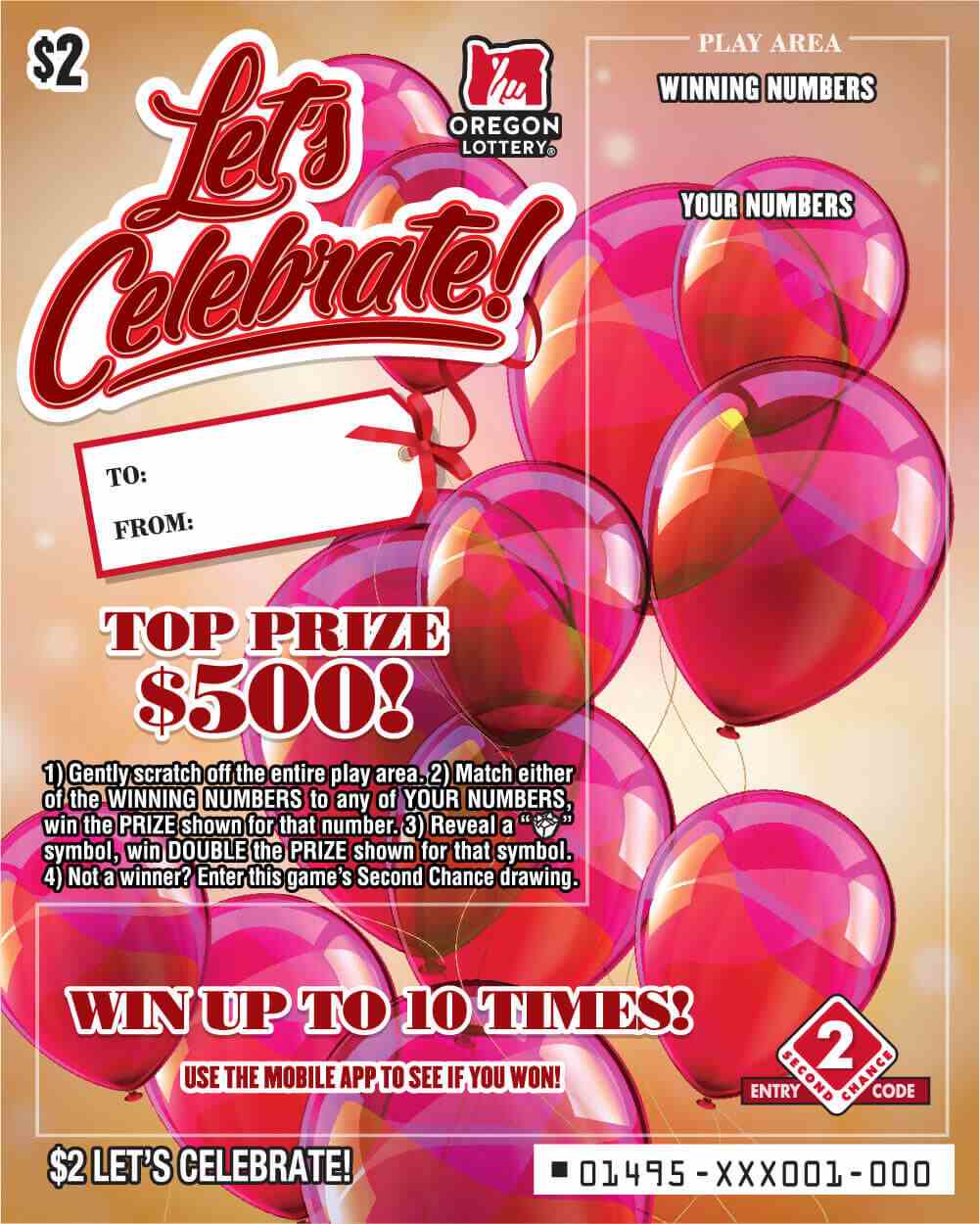 Let's Celebrate! scratchcard - game number #1495 - front