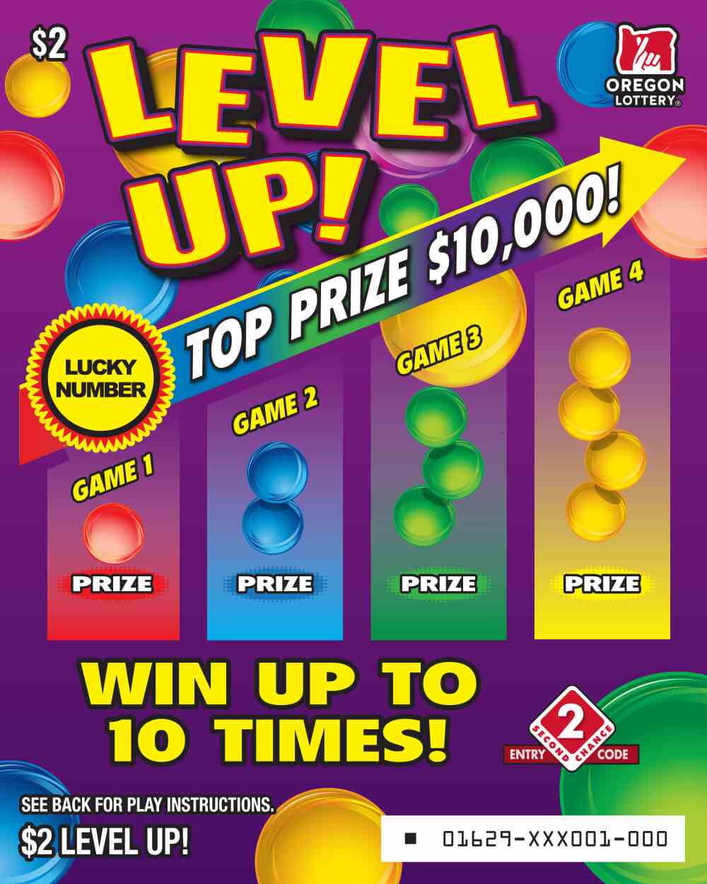Level Up! scratchcard - game number #1629 - front