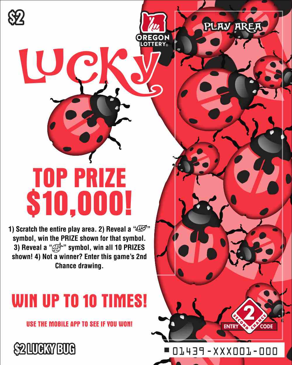 Lucky Bug scratchcard - game number #1439 - front