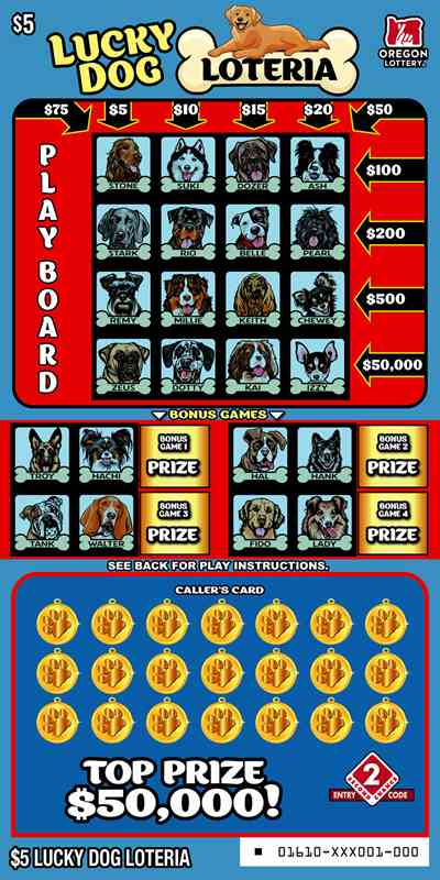 Lucky Dog Loteria scratchcard - game number #1610 - front