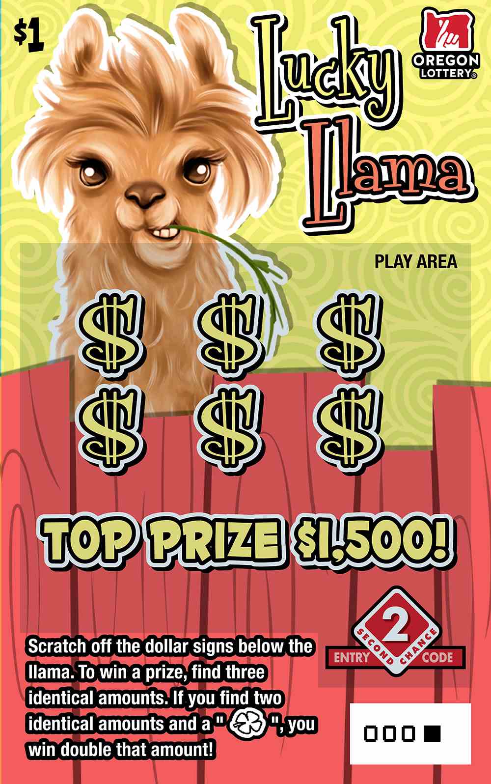 Lucky Llama scratchcard - game number #1594 - front