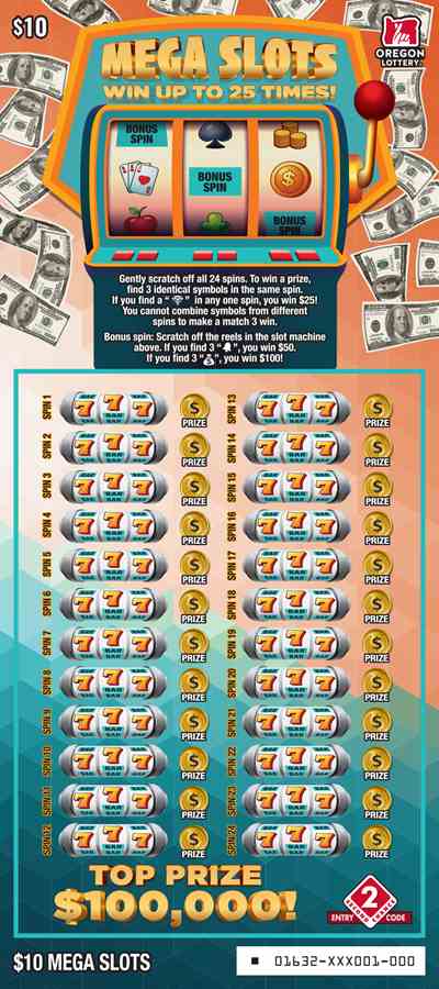 Mega Slots scratchcard - game number #1632 - front