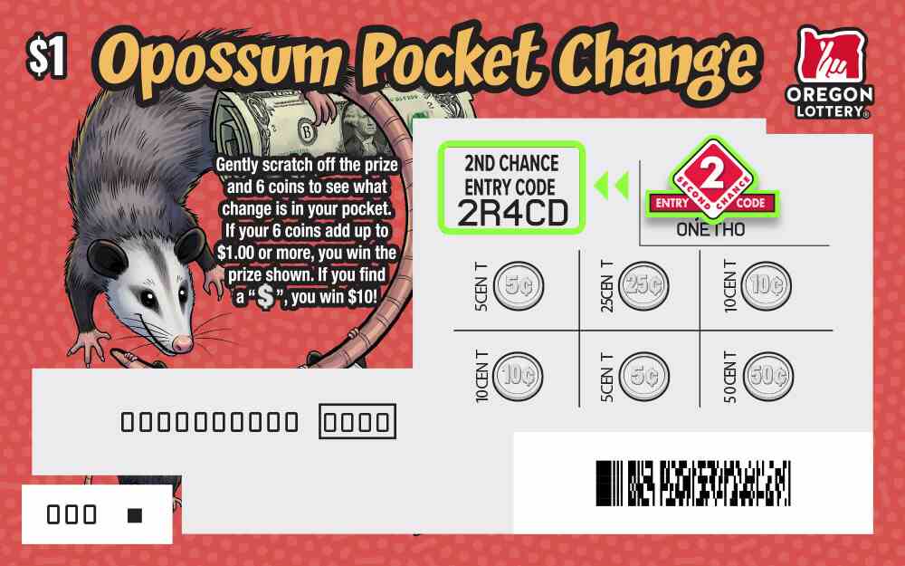 Opossum Pocket Change scratchcard - game number #1689 - front-scratched