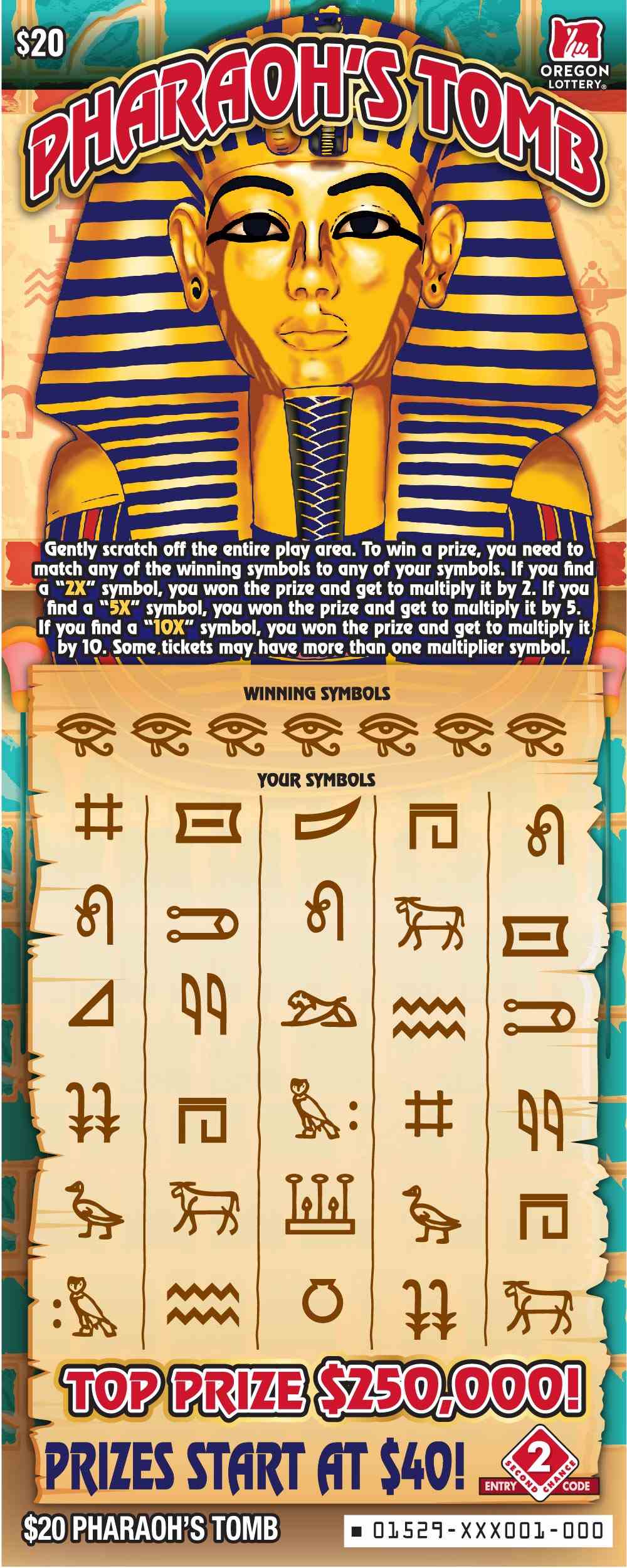 Pharaoh's Tomb scratchcard - game number #1529 - front