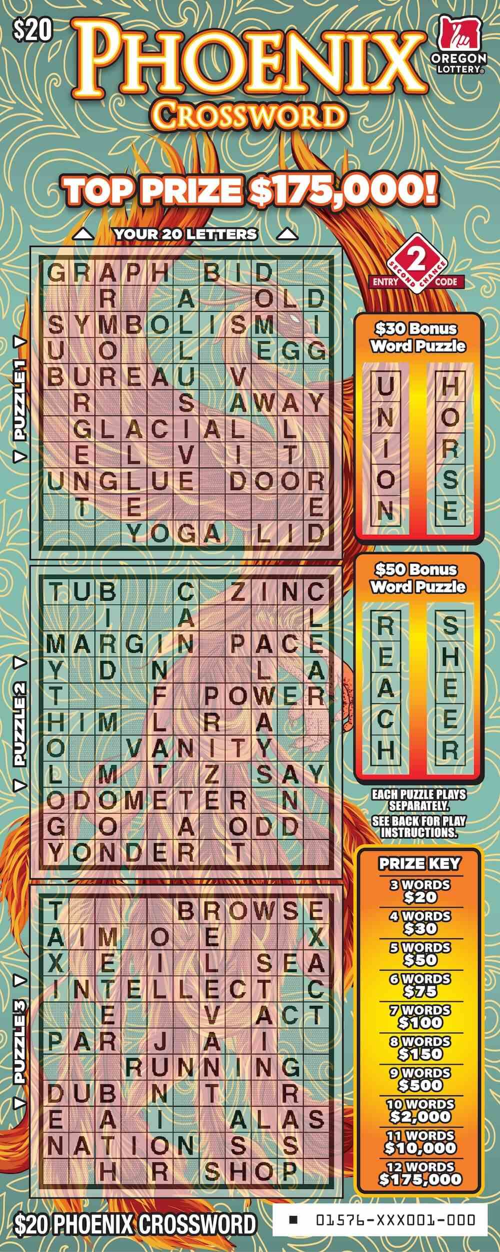 Phoenix Crossword scratchcard - game number #1576 - front