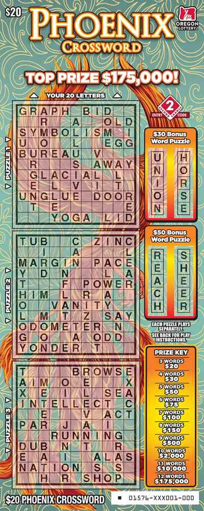 Phoenix Crossword scratchcard - game number #1576 - front