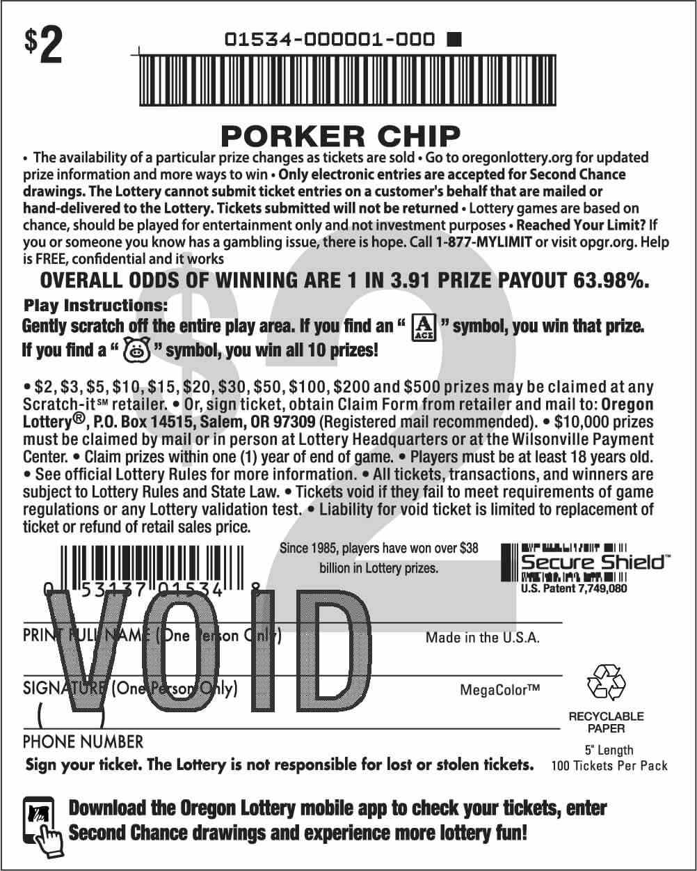 Porker Chip scratchcard - game number #1534 - back