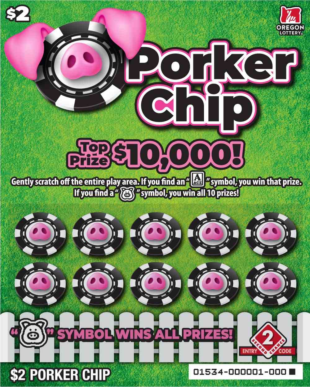 Porker Chip scratchcard - game number #1534 - front