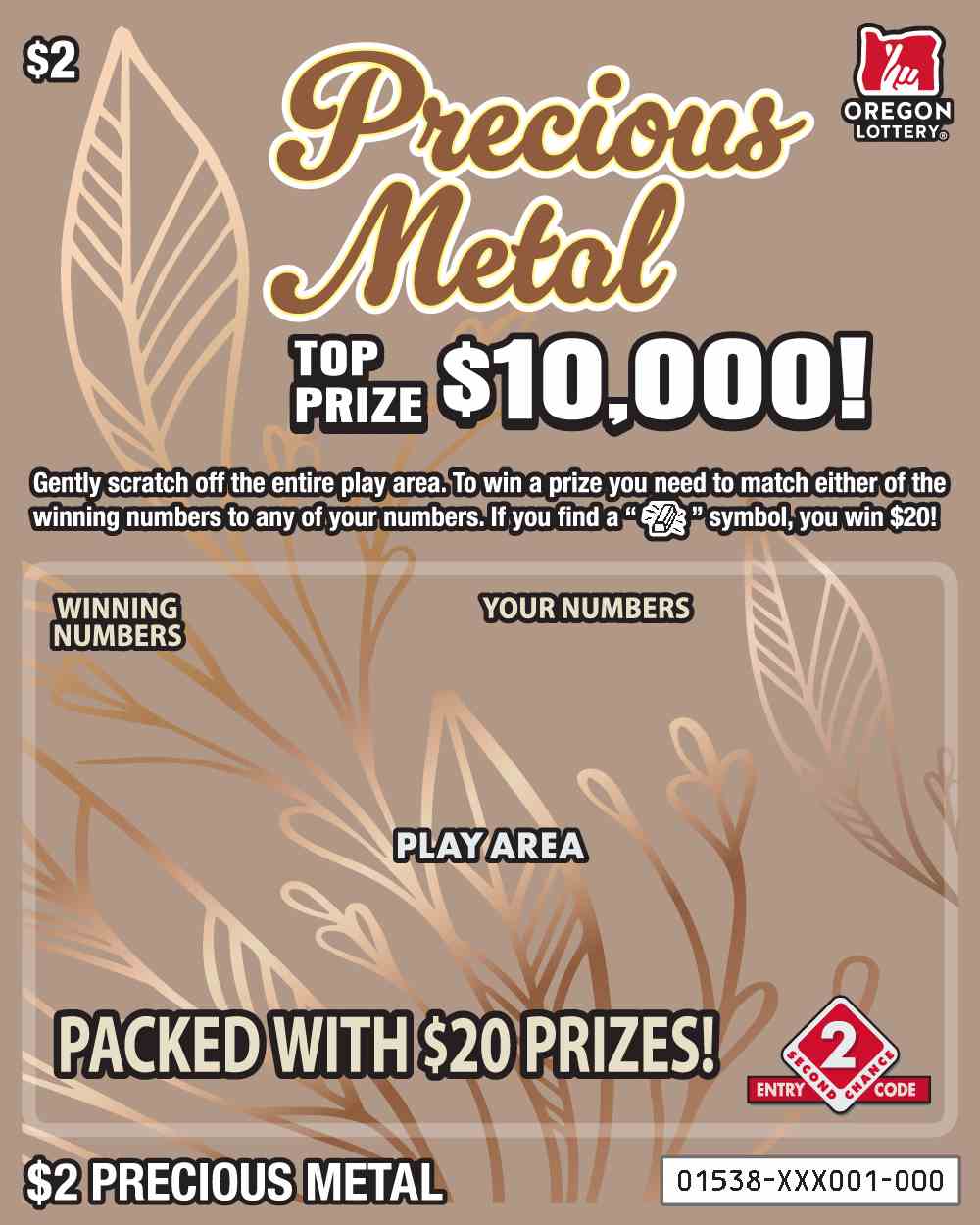 Precious Metal scratchcard - game number #1538 - front