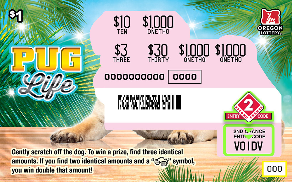 Pug Life scratchcard - game number #1628 - front-scratched