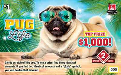 Pug Life scratchcard - game number #1628 - front