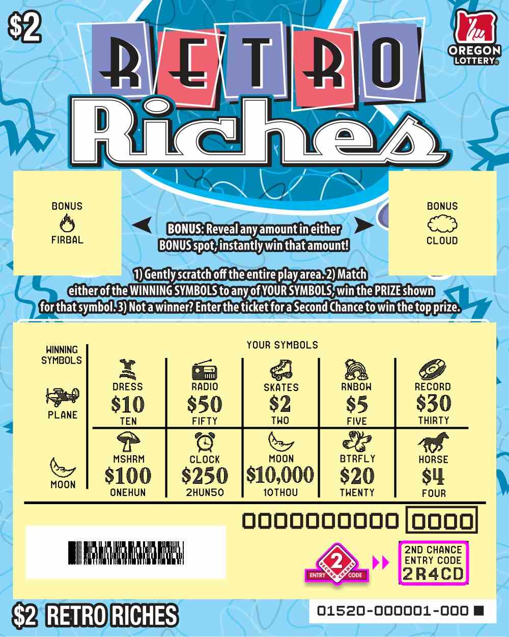 Retro Riches scratchcard - game number #1520 - front-scratched