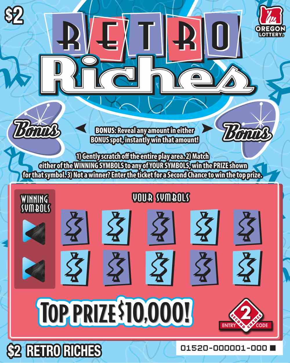 Retro Riches scratchcard - game number #1520 - front