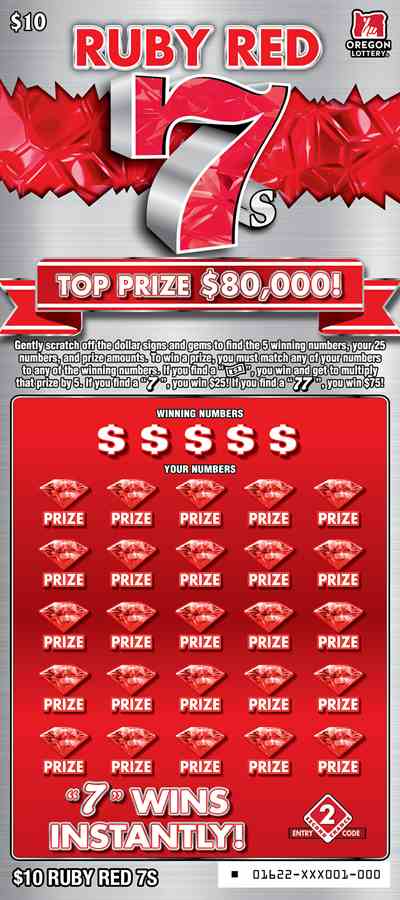Ruby Red 7S scratchcard - game number #1622 - front